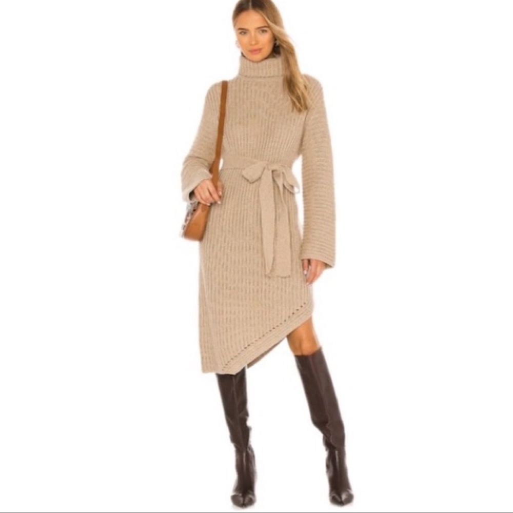 NWT Line & Dot Janet Turtleneck Sweater Dress Taupe size XL